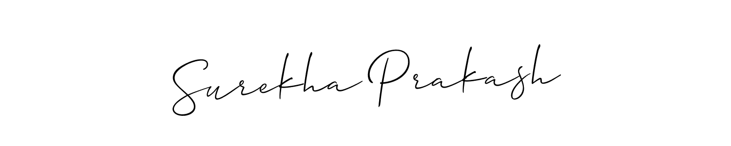 Allison_Script is a professional signature style that is perfect for those who want to add a touch of class to their signature. It is also a great choice for those who want to make their signature more unique. Get Surekha Prakash name to fancy signature for free. Surekha Prakash signature style 2 images and pictures png