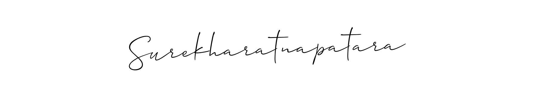 Allison_Script is a professional signature style that is perfect for those who want to add a touch of class to their signature. It is also a great choice for those who want to make their signature more unique. Get Surekharatnapatara name to fancy signature for free. Surekharatnapatara signature style 2 images and pictures png