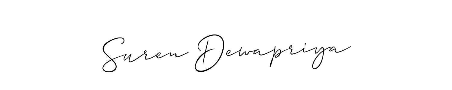 You should practise on your own different ways (Allison_Script) to write your name (Suren Dewapriya) in signature. don't let someone else do it for you. Suren Dewapriya signature style 2 images and pictures png