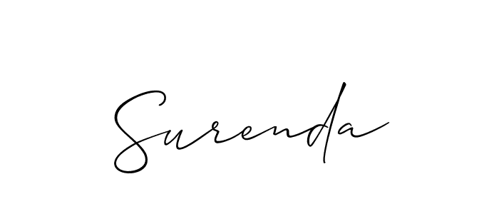 Also we have Surenda name is the best signature style. Create professional handwritten signature collection using Allison_Script autograph style. Surenda signature style 2 images and pictures png