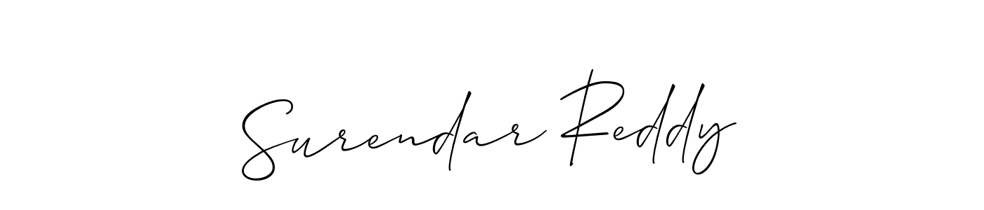 Make a short Surendar Reddy signature style. Manage your documents anywhere anytime using Allison_Script. Create and add eSignatures, submit forms, share and send files easily. Surendar Reddy signature style 2 images and pictures png