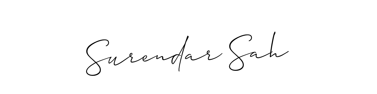 if you are searching for the best signature style for your name Surendar Sah. so please give up your signature search. here we have designed multiple signature styles  using Allison_Script. Surendar Sah signature style 2 images and pictures png