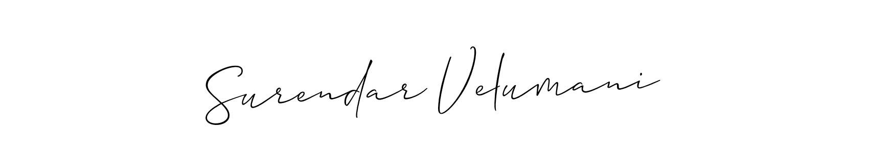 Use a signature maker to create a handwritten signature online. With this signature software, you can design (Allison_Script) your own signature for name Surendar Velumani. Surendar Velumani signature style 2 images and pictures png