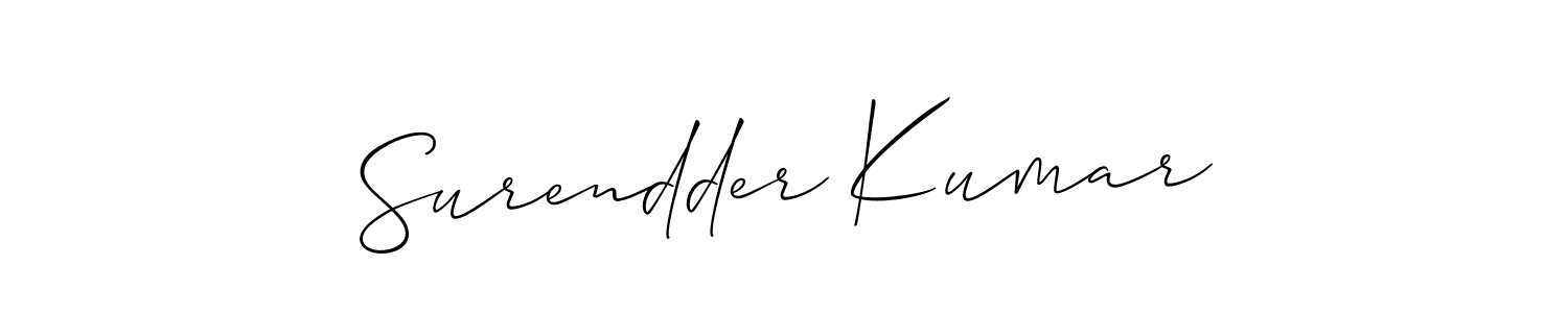 Make a short Surendder Kumar signature style. Manage your documents anywhere anytime using Allison_Script. Create and add eSignatures, submit forms, share and send files easily. Surendder Kumar signature style 2 images and pictures png