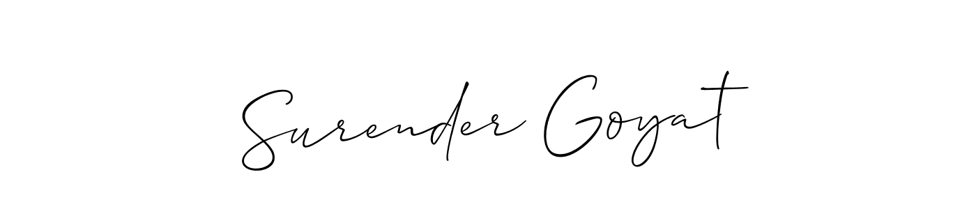 You should practise on your own different ways (Allison_Script) to write your name (Surender Goyat) in signature. don't let someone else do it for you. Surender Goyat signature style 2 images and pictures png