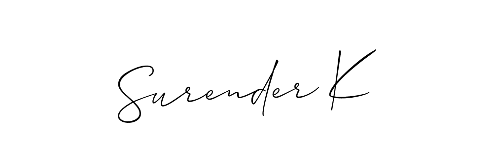 How to Draw Surender K signature style? Allison_Script is a latest design signature styles for name Surender K. Surender K signature style 2 images and pictures png