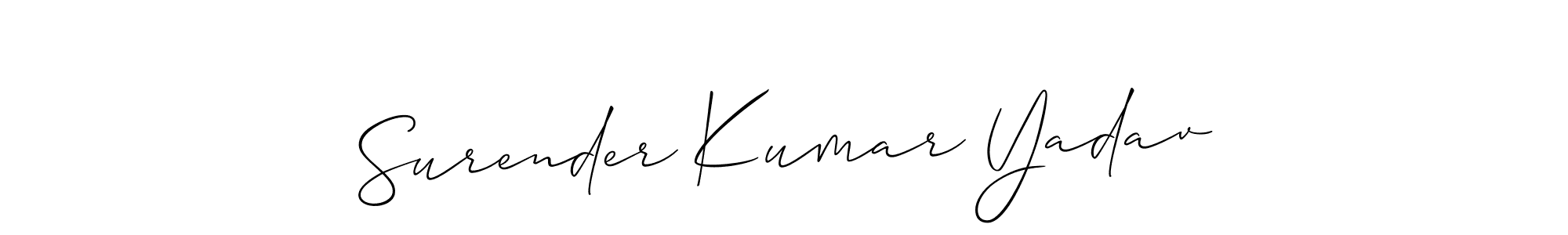 Use a signature maker to create a handwritten signature online. With this signature software, you can design (Allison_Script) your own signature for name Surender Kumar Yadav. Surender Kumar Yadav signature style 2 images and pictures png