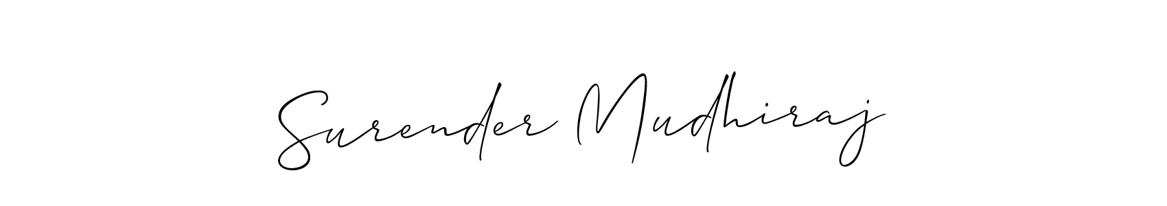 Surender Mudhiraj stylish signature style. Best Handwritten Sign (Allison_Script) for my name. Handwritten Signature Collection Ideas for my name Surender Mudhiraj. Surender Mudhiraj signature style 2 images and pictures png