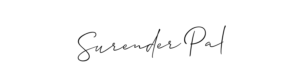 Allison_Script is a professional signature style that is perfect for those who want to add a touch of class to their signature. It is also a great choice for those who want to make their signature more unique. Get Surender Pal name to fancy signature for free. Surender Pal signature style 2 images and pictures png