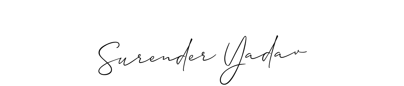 Make a beautiful signature design for name Surender Yadav. With this signature (Allison_Script) style, you can create a handwritten signature for free. Surender Yadav signature style 2 images and pictures png