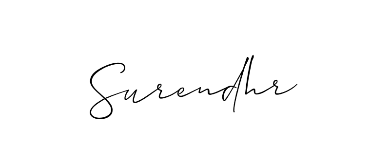 Make a beautiful signature design for name Surendhr. With this signature (Allison_Script) style, you can create a handwritten signature for free. Surendhr signature style 2 images and pictures png