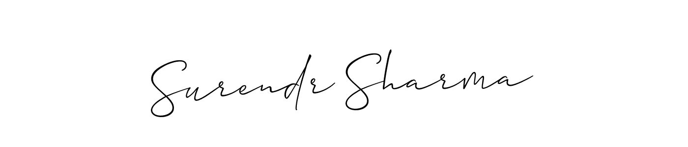 Surendr Sharma stylish signature style. Best Handwritten Sign (Allison_Script) for my name. Handwritten Signature Collection Ideas for my name Surendr Sharma. Surendr Sharma signature style 2 images and pictures png