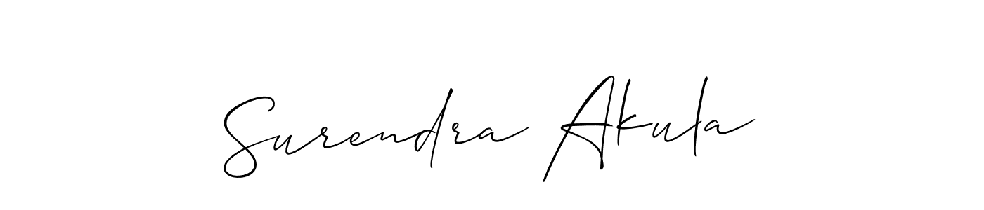 if you are searching for the best signature style for your name Surendra Akula. so please give up your signature search. here we have designed multiple signature styles  using Allison_Script. Surendra Akula signature style 2 images and pictures png