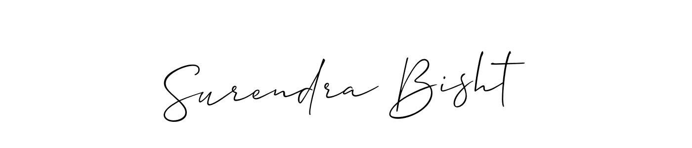 The best way (Allison_Script) to make a short signature is to pick only two or three words in your name. The name Surendra Bisht include a total of six letters. For converting this name. Surendra Bisht signature style 2 images and pictures png