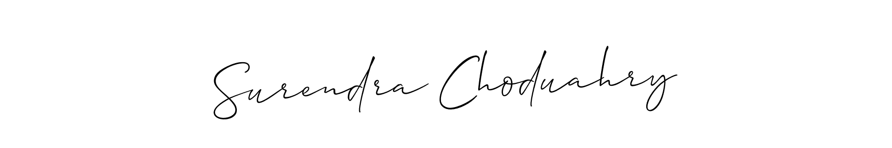 The best way (Allison_Script) to make a short signature is to pick only two or three words in your name. The name Surendra Choduahry include a total of six letters. For converting this name. Surendra Choduahry signature style 2 images and pictures png