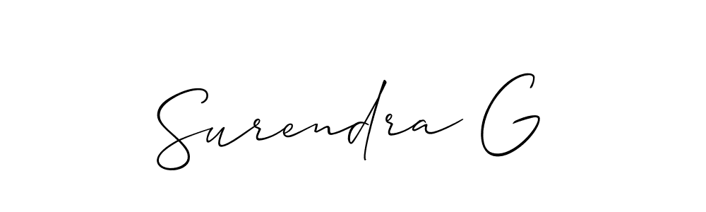 Create a beautiful signature design for name Surendra G. With this signature (Allison_Script) fonts, you can make a handwritten signature for free. Surendra G signature style 2 images and pictures png