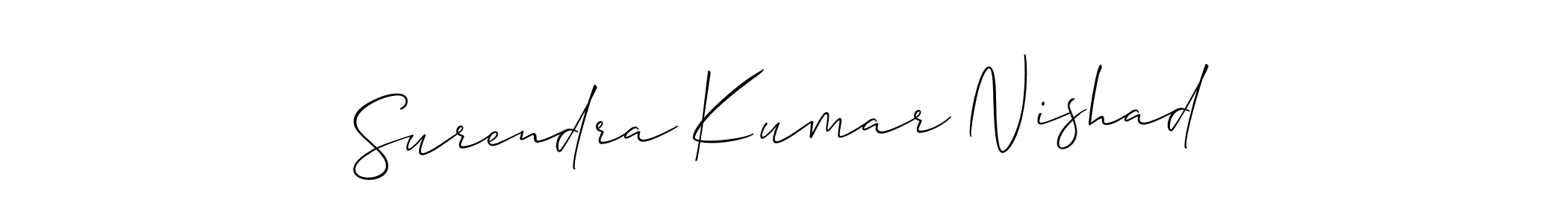 The best way (Allison_Script) to make a short signature is to pick only two or three words in your name. The name Surendra Kumar Nishad include a total of six letters. For converting this name. Surendra Kumar Nishad signature style 2 images and pictures png