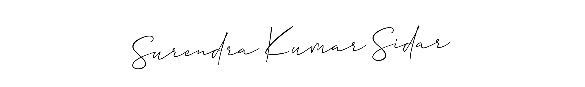 The best way (Allison_Script) to make a short signature is to pick only two or three words in your name. The name Surendra Kumar Sidar include a total of six letters. For converting this name. Surendra Kumar Sidar signature style 2 images and pictures png