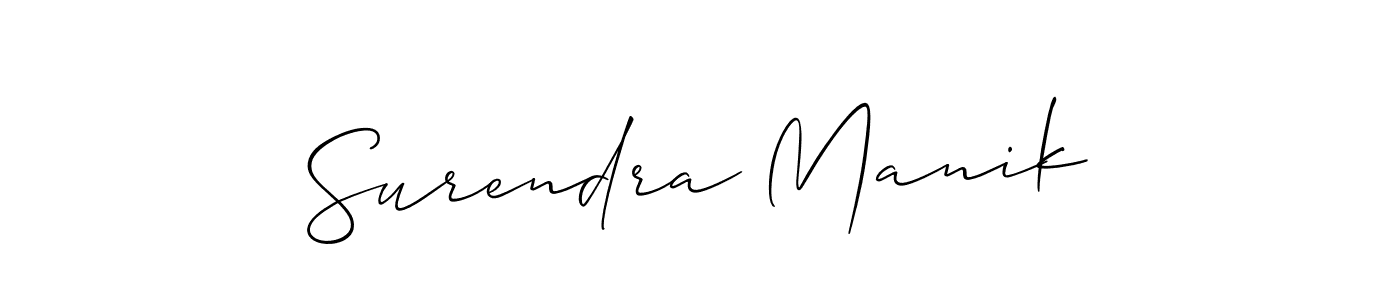 Allison_Script is a professional signature style that is perfect for those who want to add a touch of class to their signature. It is also a great choice for those who want to make their signature more unique. Get Surendra Manik name to fancy signature for free. Surendra Manik signature style 2 images and pictures png