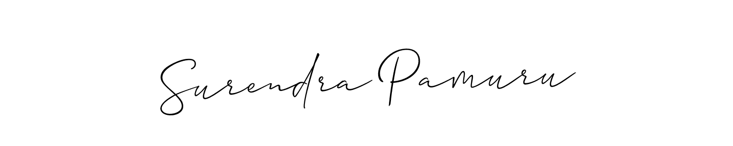 Allison_Script is a professional signature style that is perfect for those who want to add a touch of class to their signature. It is also a great choice for those who want to make their signature more unique. Get Surendra Pamuru name to fancy signature for free. Surendra Pamuru signature style 2 images and pictures png