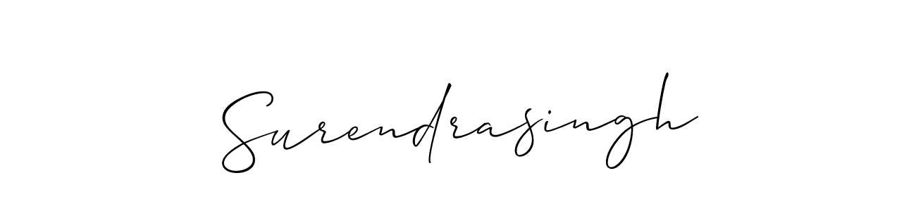 The best way (Allison_Script) to make a short signature is to pick only two or three words in your name. The name Surendrasingh include a total of six letters. For converting this name. Surendrasingh signature style 2 images and pictures png