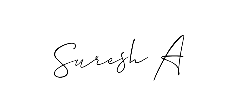 The best way (Allison_Script) to make a short signature is to pick only two or three words in your name. The name Suresh A include a total of six letters. For converting this name. Suresh A signature style 2 images and pictures png