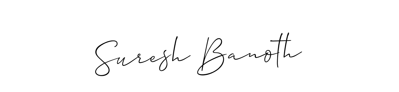 The best way (Allison_Script) to make a short signature is to pick only two or three words in your name. The name Suresh Banoth include a total of six letters. For converting this name. Suresh Banoth signature style 2 images and pictures png