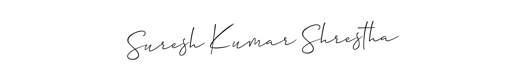 The best way (Allison_Script) to make a short signature is to pick only two or three words in your name. The name Suresh Kumar Shrestha include a total of six letters. For converting this name. Suresh Kumar Shrestha signature style 2 images and pictures png