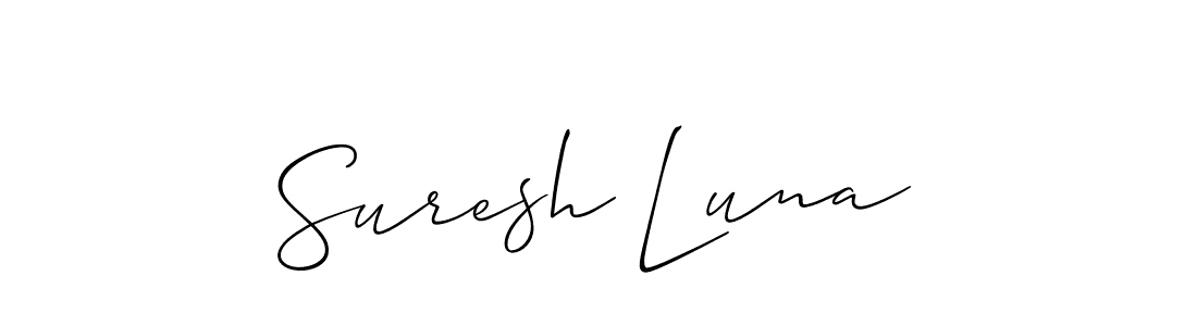 Also You can easily find your signature by using the search form. We will create Suresh Luna name handwritten signature images for you free of cost using Allison_Script sign style. Suresh Luna signature style 2 images and pictures png