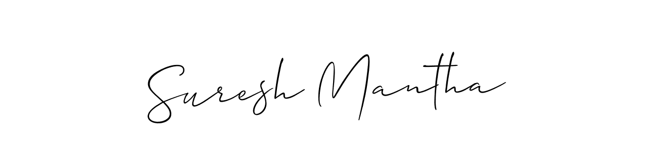 Allison_Script is a professional signature style that is perfect for those who want to add a touch of class to their signature. It is also a great choice for those who want to make their signature more unique. Get Suresh Mantha name to fancy signature for free. Suresh Mantha signature style 2 images and pictures png