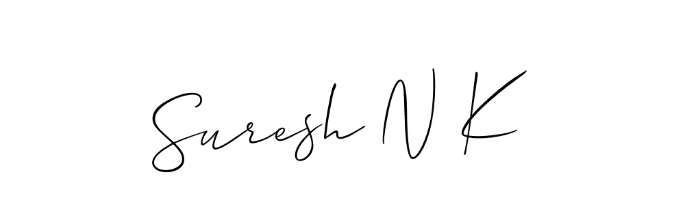 The best way (Allison_Script) to make a short signature is to pick only two or three words in your name. The name Suresh N K include a total of six letters. For converting this name. Suresh N K signature style 2 images and pictures png