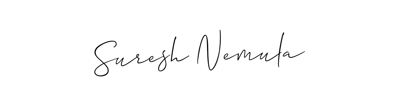 if you are searching for the best signature style for your name Suresh Nemula. so please give up your signature search. here we have designed multiple signature styles  using Allison_Script. Suresh Nemula signature style 2 images and pictures png