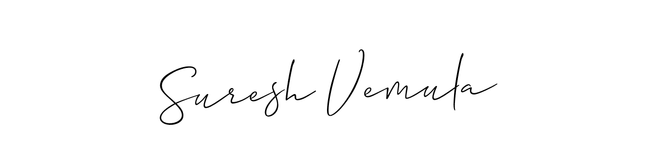 The best way (Allison_Script) to make a short signature is to pick only two or three words in your name. The name Suresh Vemula include a total of six letters. For converting this name. Suresh Vemula signature style 2 images and pictures png