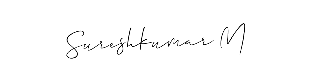 The best way (Allison_Script) to make a short signature is to pick only two or three words in your name. The name Sureshkumar M include a total of six letters. For converting this name. Sureshkumar M signature style 2 images and pictures png