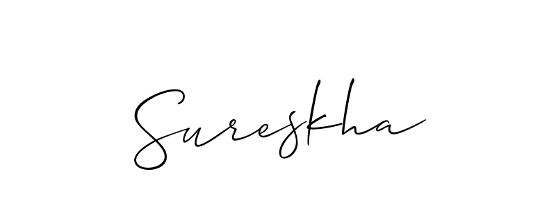 You should practise on your own different ways (Allison_Script) to write your name (Sureskha) in signature. don't let someone else do it for you. Sureskha signature style 2 images and pictures png