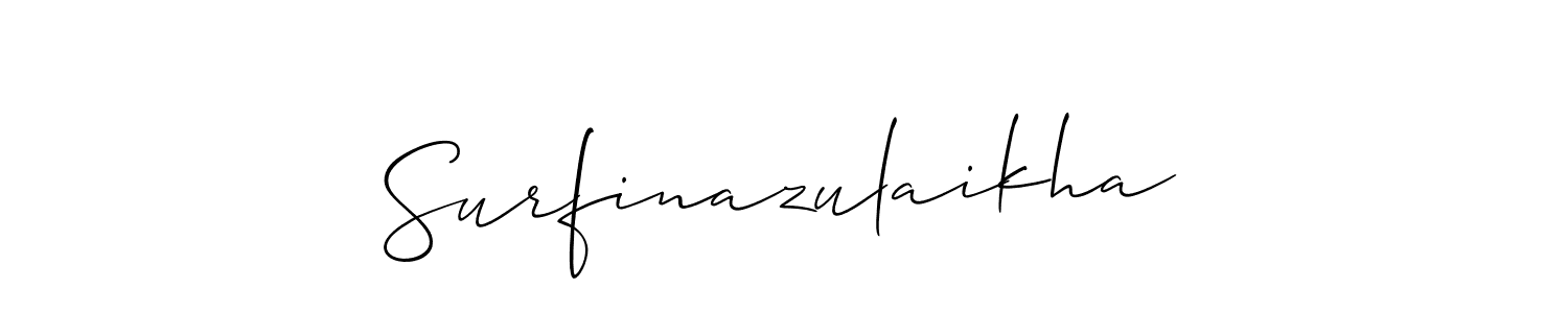 if you are searching for the best signature style for your name Surfinazulaikha. so please give up your signature search. here we have designed multiple signature styles  using Allison_Script. Surfinazulaikha signature style 2 images and pictures png