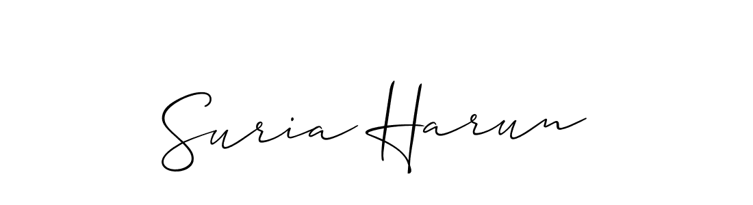 You should practise on your own different ways (Allison_Script) to write your name (Suria Harun) in signature. don't let someone else do it for you. Suria Harun signature style 2 images and pictures png
