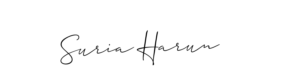 The best way (Allison_Script) to make a short signature is to pick only two or three words in your name. The name Suria Harun include a total of six letters. For converting this name. Suria Harun signature style 2 images and pictures png