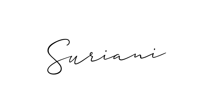 Suriani stylish signature style. Best Handwritten Sign (Allison_Script) for my name. Handwritten Signature Collection Ideas for my name Suriani. Suriani signature style 2 images and pictures png