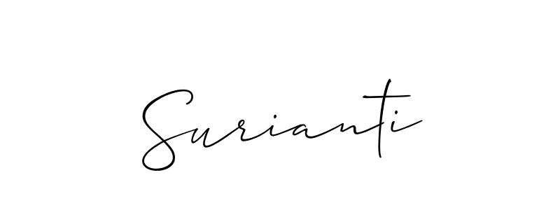 Similarly Allison_Script is the best handwritten signature design. Signature creator online .You can use it as an online autograph creator for name Surianti. Surianti signature style 2 images and pictures png
