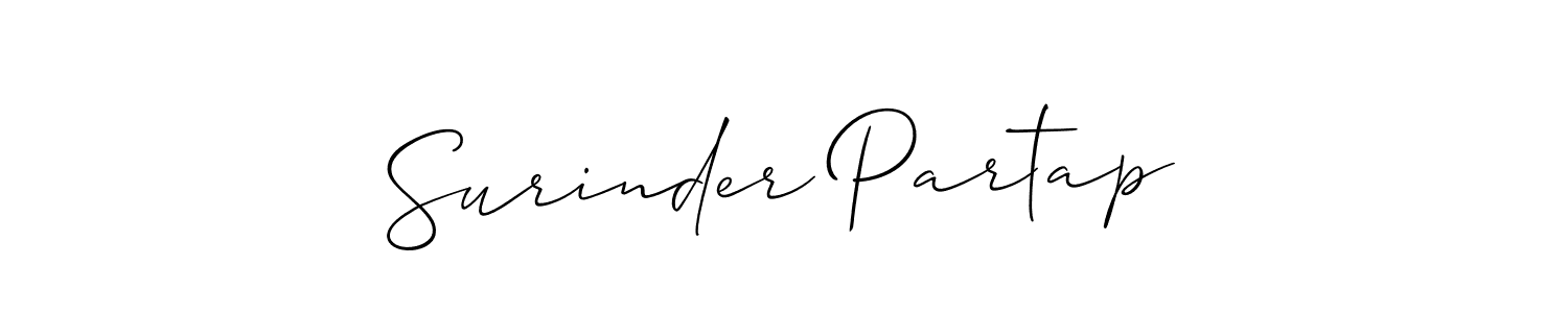 The best way (Allison_Script) to make a short signature is to pick only two or three words in your name. The name Surinder Partap include a total of six letters. For converting this name. Surinder Partap signature style 2 images and pictures png