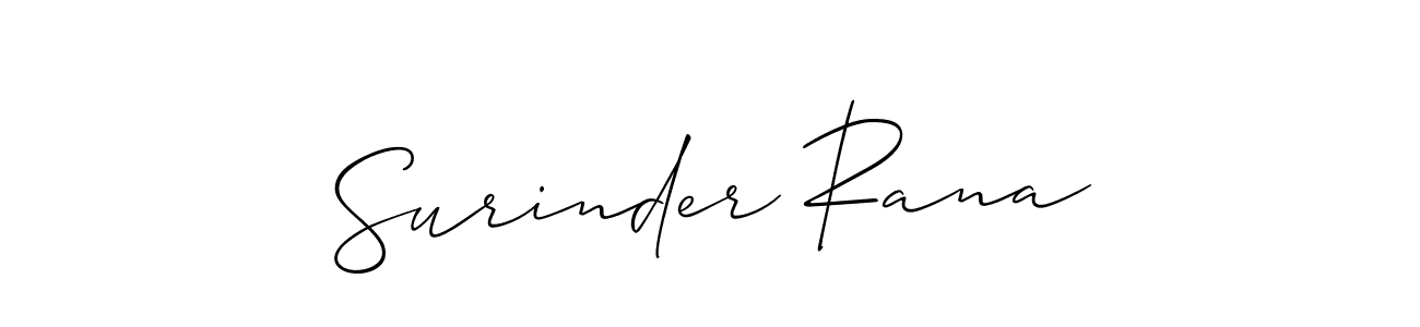 Make a short Surinder Rana signature style. Manage your documents anywhere anytime using Allison_Script. Create and add eSignatures, submit forms, share and send files easily. Surinder Rana signature style 2 images and pictures png