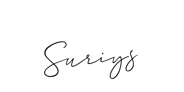 if you are searching for the best signature style for your name Suriys. so please give up your signature search. here we have designed multiple signature styles  using Allison_Script. Suriys signature style 2 images and pictures png