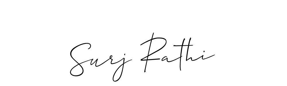 The best way (Allison_Script) to make a short signature is to pick only two or three words in your name. The name Surj Rathi include a total of six letters. For converting this name. Surj Rathi signature style 2 images and pictures png