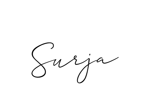 Use a signature maker to create a handwritten signature online. With this signature software, you can design (Allison_Script) your own signature for name Surja. Surja signature style 2 images and pictures png