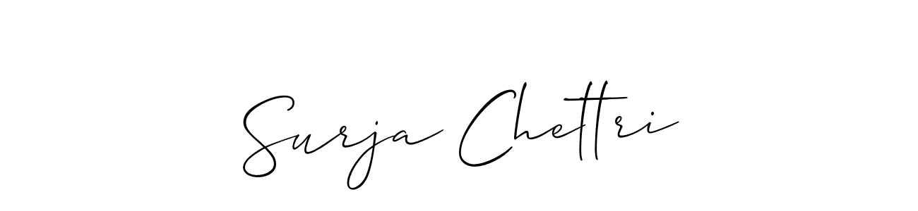 Use a signature maker to create a handwritten signature online. With this signature software, you can design (Allison_Script) your own signature for name Surja Chettri. Surja Chettri signature style 2 images and pictures png