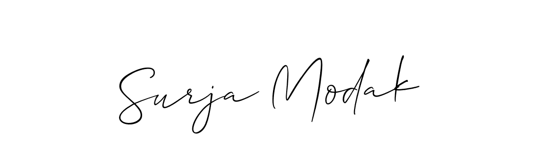 The best way (Allison_Script) to make a short signature is to pick only two or three words in your name. The name Surja Modak include a total of six letters. For converting this name. Surja Modak signature style 2 images and pictures png