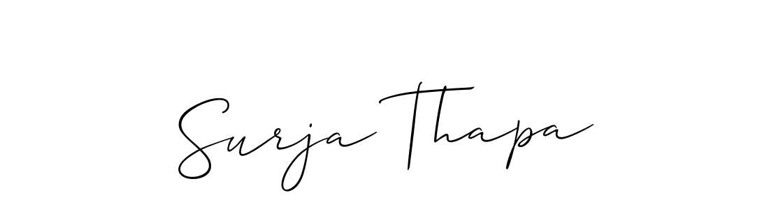Create a beautiful signature design for name Surja Thapa. With this signature (Allison_Script) fonts, you can make a handwritten signature for free. Surja Thapa signature style 2 images and pictures png