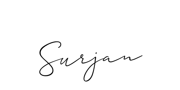 Make a beautiful signature design for name Surjan. With this signature (Allison_Script) style, you can create a handwritten signature for free. Surjan signature style 2 images and pictures png