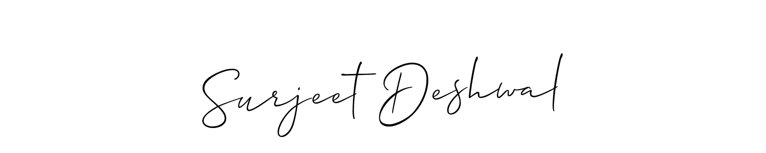 How to make Surjeet Deshwal signature? Allison_Script is a professional autograph style. Create handwritten signature for Surjeet Deshwal name. Surjeet Deshwal signature style 2 images and pictures png
